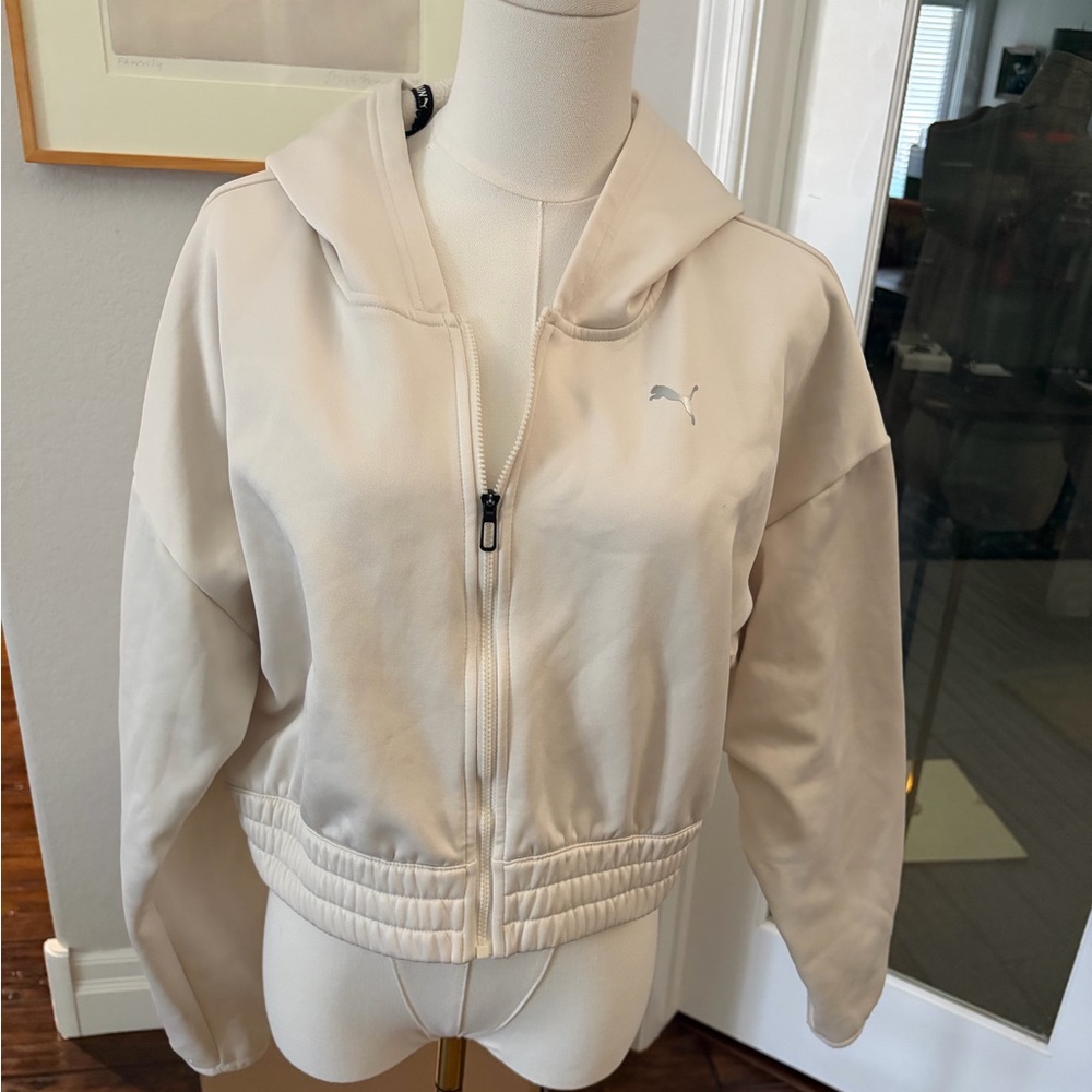 Puma Women's White Zip Up Training Track Jacket Size Large, GUC